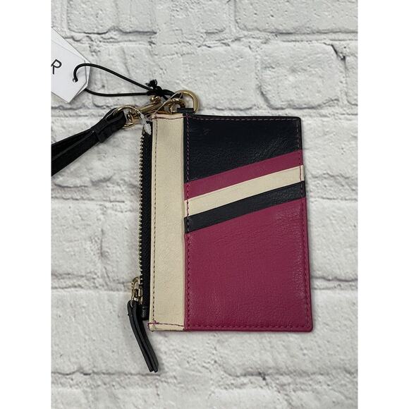 THACKER Amber Anthropologie Maroon Black Credit Card Coin Purse NWT SOLD OUT $68 - Picture 2 of 11